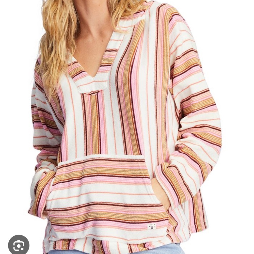 Billabong Juniors Baja Sand Cotton Striped Terry Cloth Hoodie